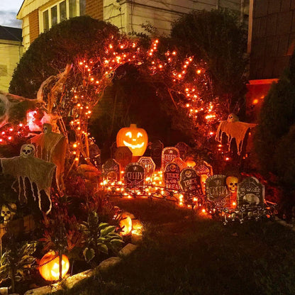 Solar Halloween Decoration Lights, JMEXSUSS 2 Pack 33FT 100 LED Orange and Purple Halloween String Lights, Halloween Lights with 8 Modes for Halloween Tree Yard Outdoor Spooky Party Garden Decorations