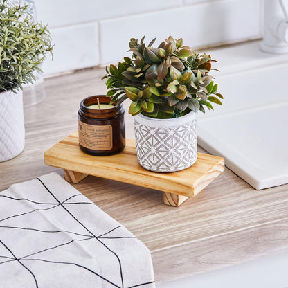 Wood Pedestal Soap Stand, Farmhouse Wood Riser, Soap Dish Holder/Tray Counter Decor for Bathroom Kitchen, Rustic Candle Plant Holder, Display Rectangular Decorative (Antique Walnut)