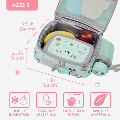 Bentgo® Kids Lunch Bag - Durable, Double Insulated, Water-Resistant Fabric, Interior & Exterior Zippered Pockets, Water Bottle Holder - Ideal for Children 3+ (Shark)