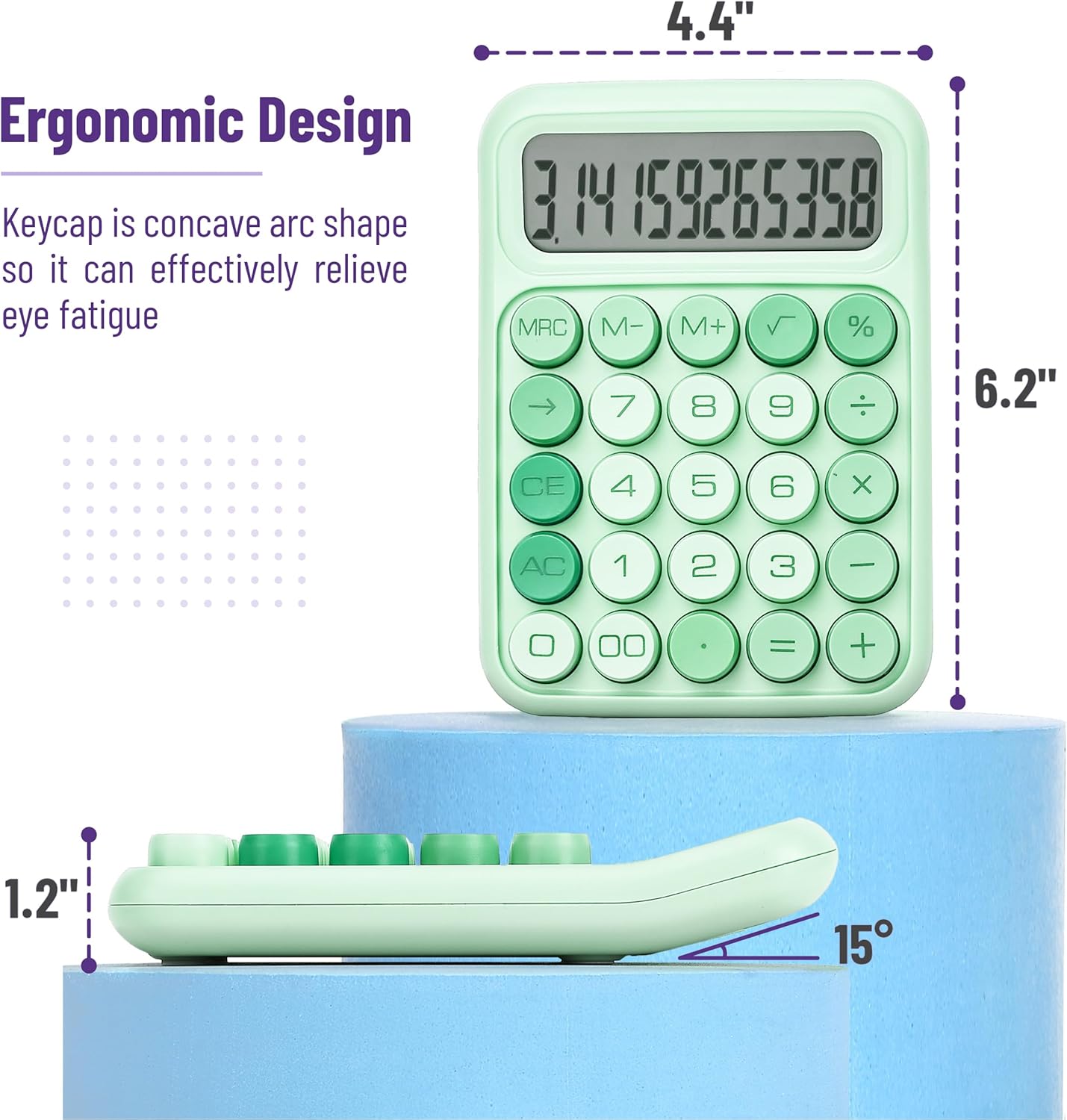 Mr. Pen- Mechanical Switch Calculator, 12 Digits, Large LCD Display, Orange With Big Buttons, Desktop, Cute and Aesthetic Design