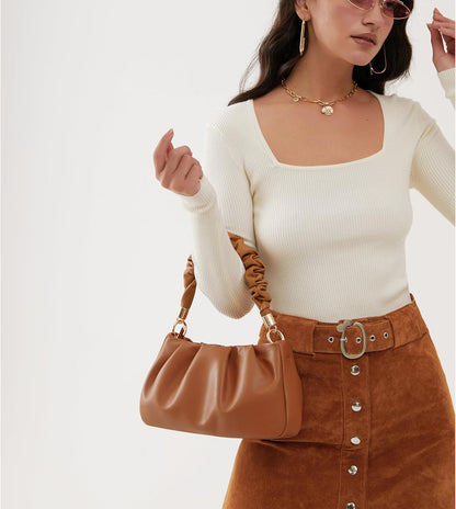 Cloud Pouch Bag Women Shoulder Handbag Soft Vegan Leather Vintage Hobo Chain Cross body Bag