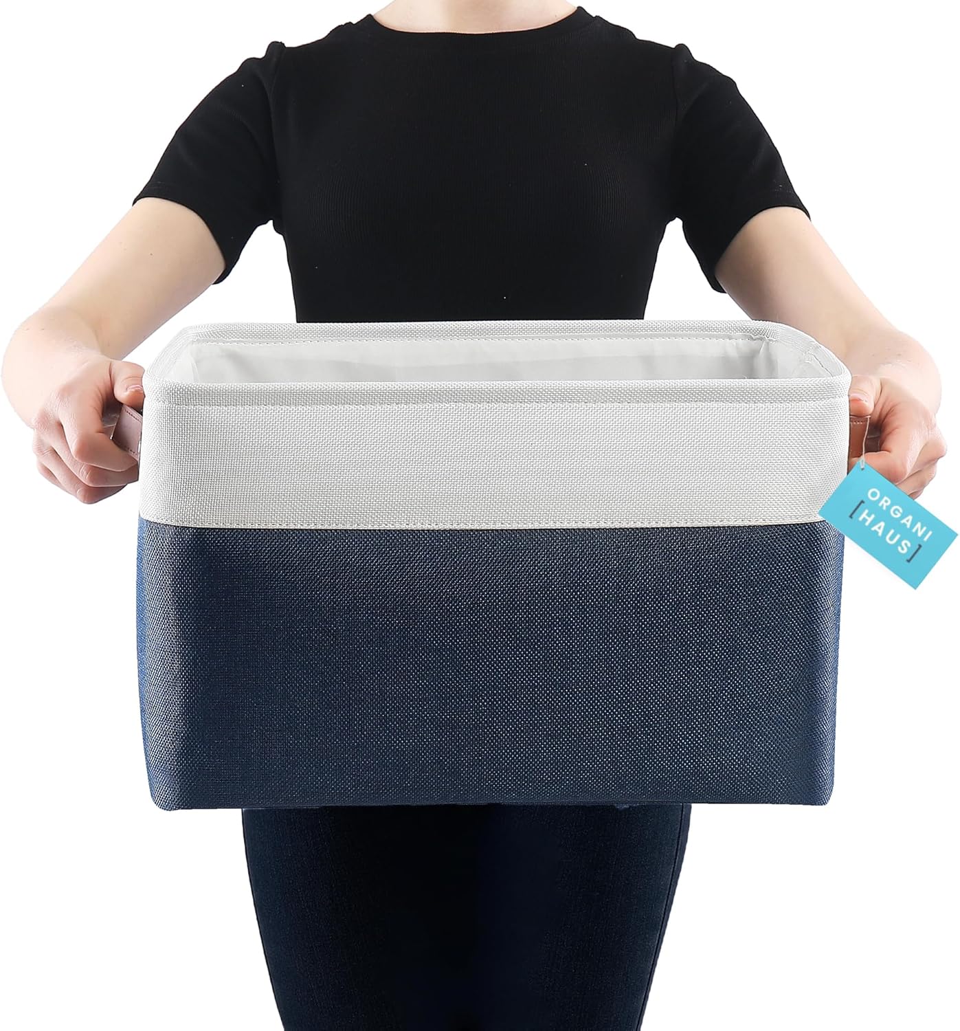 OrganiHaus Large Fabric Storage Baskets for Shelves 3 Pack, 15x11in Closet Storage Bins for Shelves, Cloth Baskets, Fabric Storage Cubes, Linen Closet Organizers, Fabric Basket, White Basket