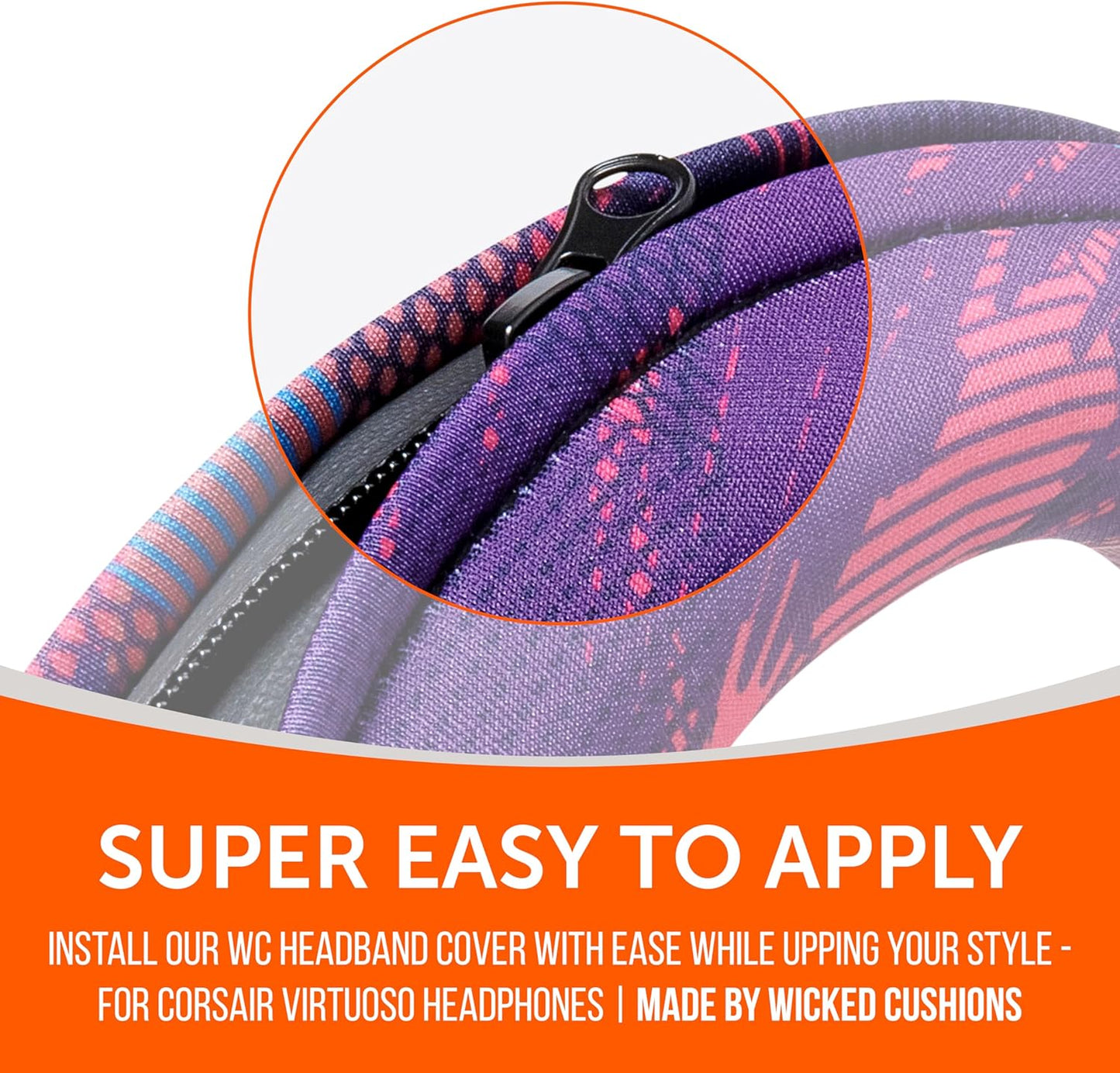 WC BandZ Virtuoso - Protective Headband Cover for Corsair Virtuoso Gaming Headsets - Machine Washable, No More Flaking Leather - Compatible with Virtuoso Wireless, XT, and SE | 90's Black