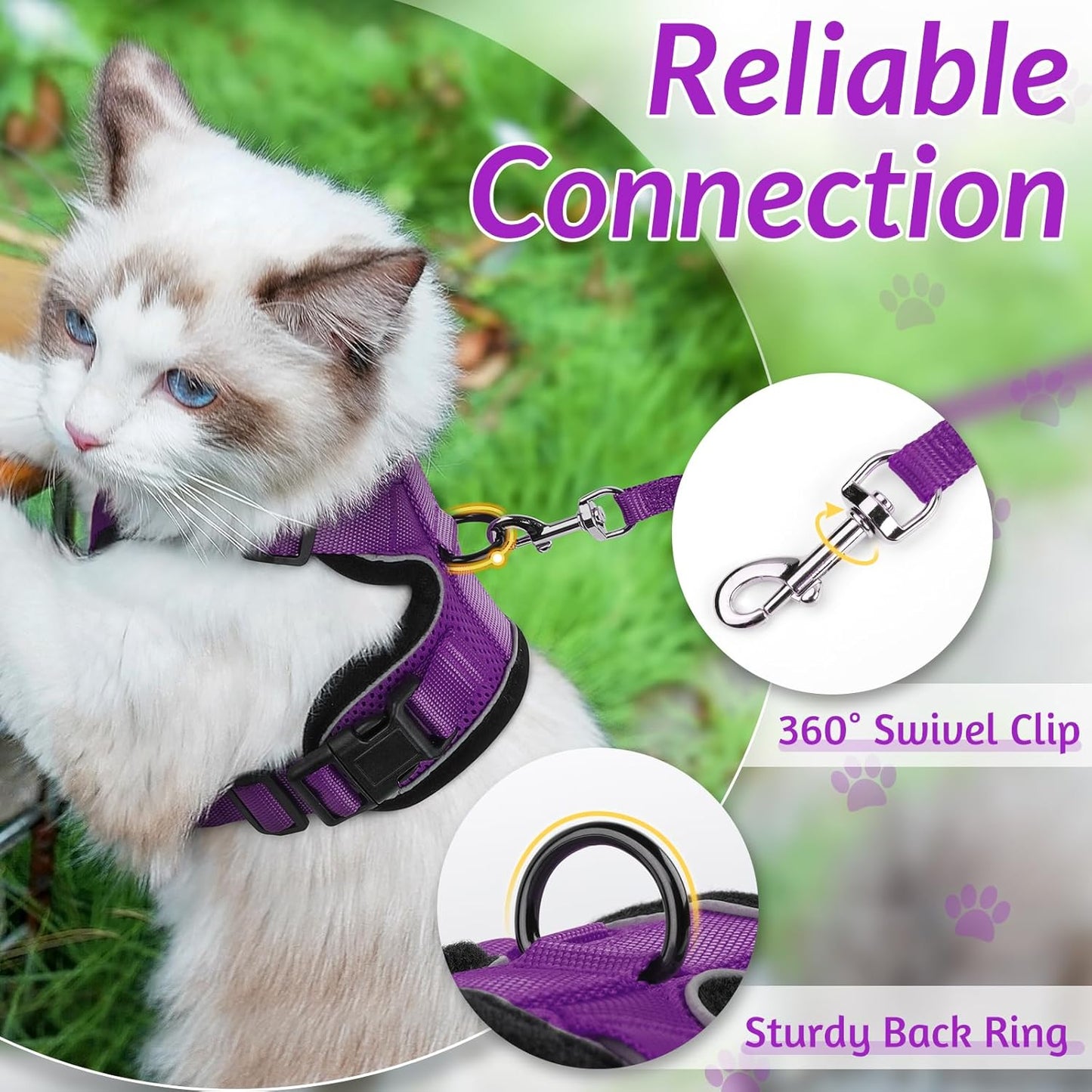 rabbitgoo Cat Harness and Leash for Walking, Escape Proof Soft Adjustable Vest Harnesses for Small Medium Cats, Easy Control Breathable Reflective Strips Jacket, XS, Black