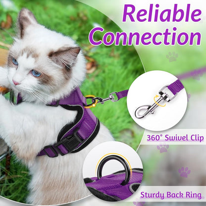 rabbitgoo Cat Harness and Leash for Walking, Escape Proof Soft Adjustable Vest Harnesses for Small Medium Cats, Easy Control Breathable Reflective Strips Jacket, XS, Black
