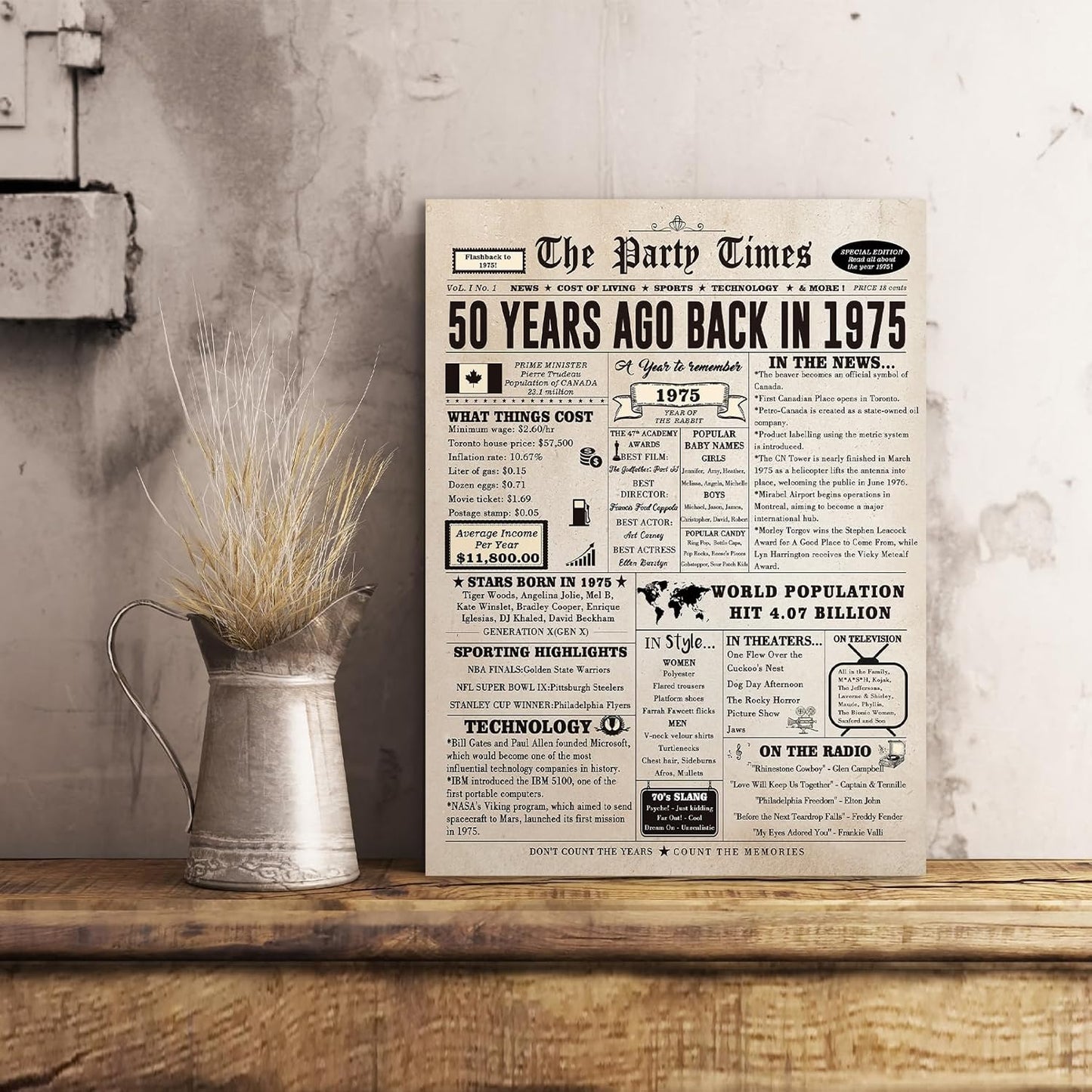 Large 50 Years Old Birthday Gifts for Women Men,Happy 50th Birthday Card for Husband Wife, Retro 50 Years Old Birthday Gifts for Mom Dad