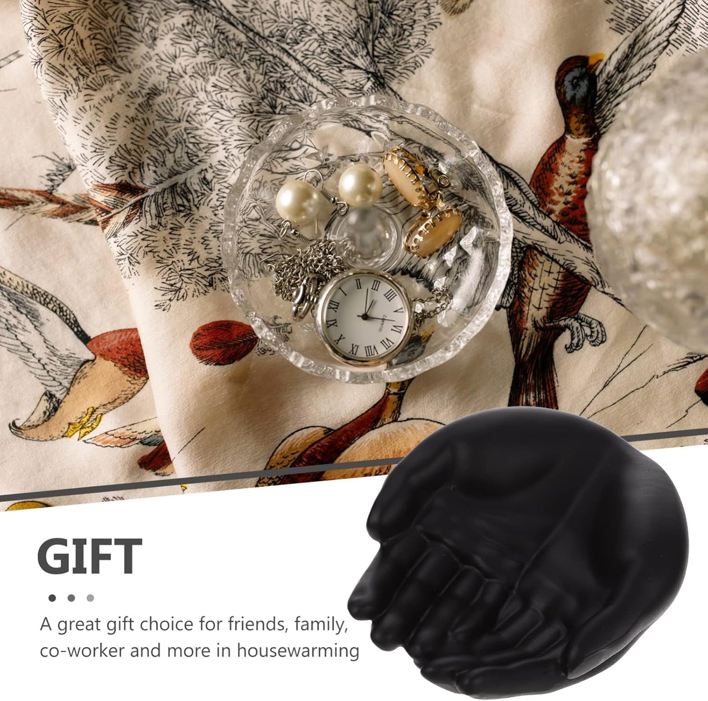 Black Palm Jewelry Organizer Tray | Resin Jewelry Storage Plate | Rings Necklace Bracelet Holder | Desktop Decor | Home Office Organizer - PuriLite