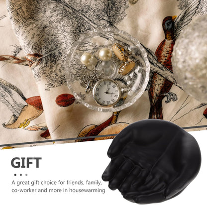 Black Palm Jewelry Organizer Tray | Resin Jewelry Storage Plate | Rings Necklace Bracelet Holder | Desktop Decor | Home Office Organizer - PuriLite