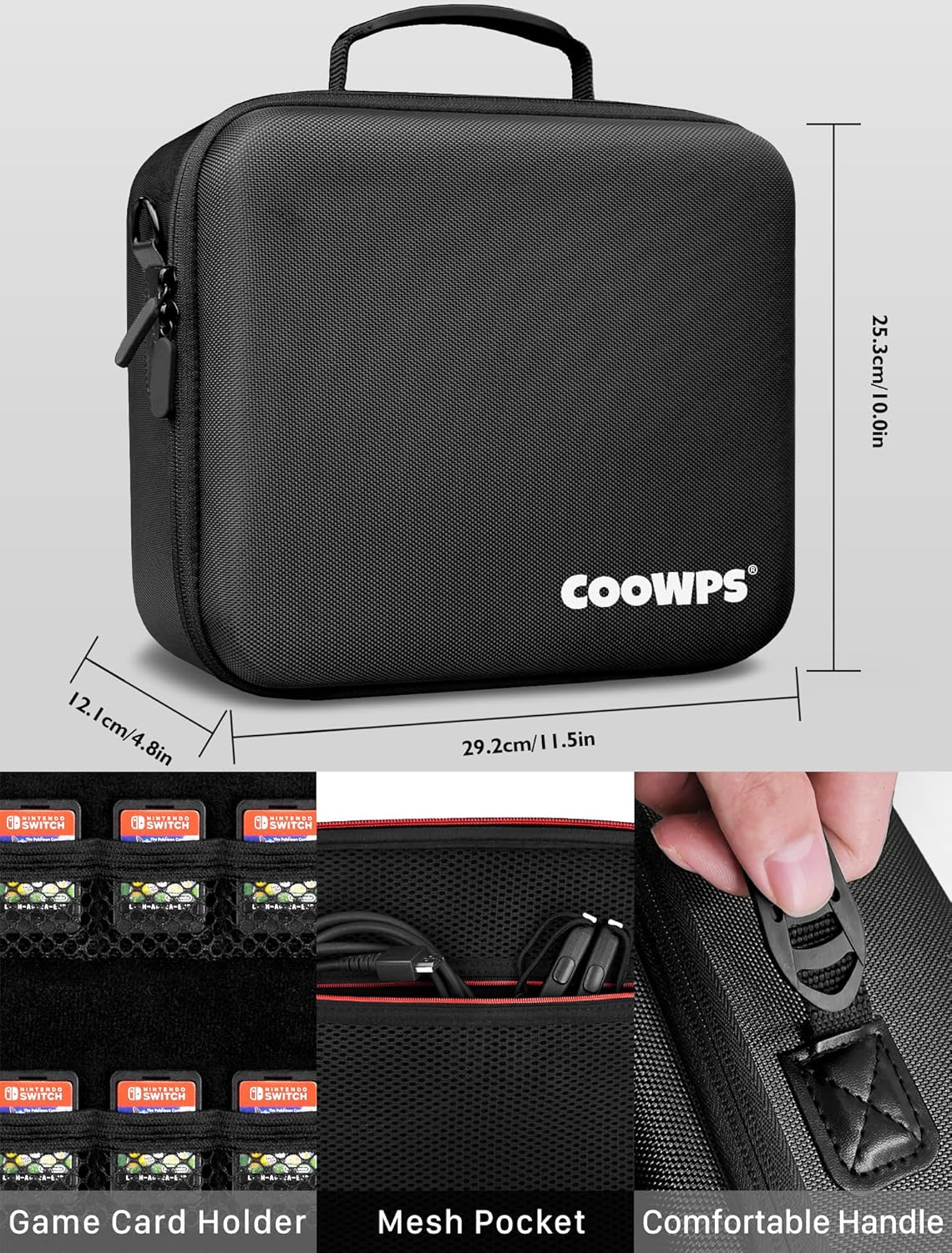 COOWPS Case for Nintendo Switch 2, Hard Shell Full Protection All-in-One Travel Case with 4pcs Thumb Grip Caps & 20 Game Card, Slots Soft Lining Carrying Case for Switch 2 Accessories Pro Controllers
