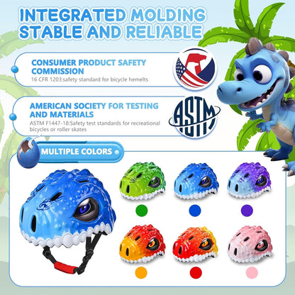 Safuty1st Toddler/Kids Bike Helmet Set for Boys Girls 3D Adjustable Kids Helmet Protective Gear Set Knee Elbow Wrist Pads and Multi-Sports Skateboard Scooter Cycling Roller Balance Bike