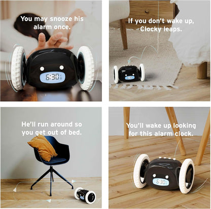 CLOCKY Extra Super Loud Alarm Clock for Heavy Sleepers Adults Kids Teens Bedroom, Move Jump Roll Run Away Easy to Set Smart Digital Alarm Clock Funny Gag Gift (Chrome)