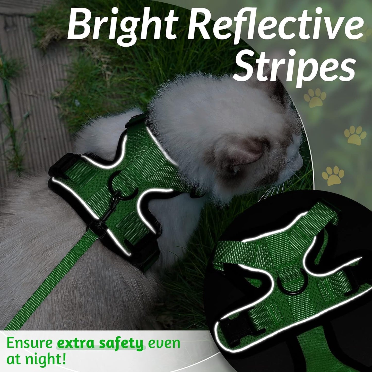 rabbitgoo Cat Harness and Leash for Walking, Escape Proof Soft Adjustable Vest Harnesses for Small Medium Cats, Easy Control Breathable Reflective Strips Jacket, XS, Black
