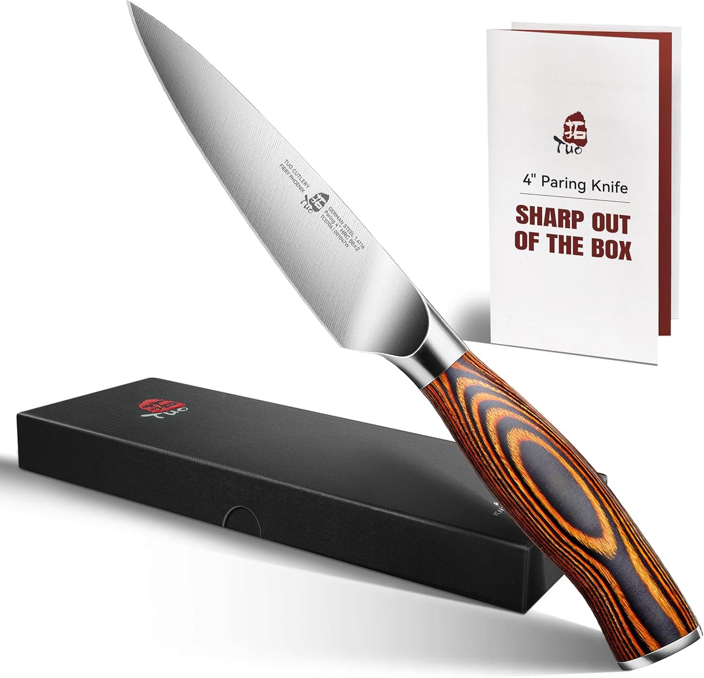 TUO Boning Knife - Razor Sharp Fillet Knife - High Carbon German Stainless Steel Kitchen Cutlery - Pakkawood Handle - Luxurious Gift Box Included - 7 inch - Fiery Phoenix Series