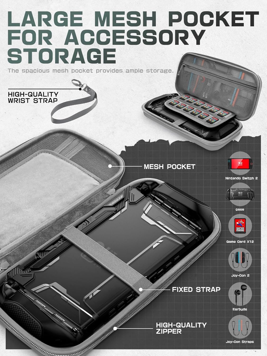 Mumba Carrying Case for Nintendo Switch 2 2025, [Plus Version] Portable Protective Travel Carry Handbag Pouch for Blade/Titan Case [Large Capacity] (Black)