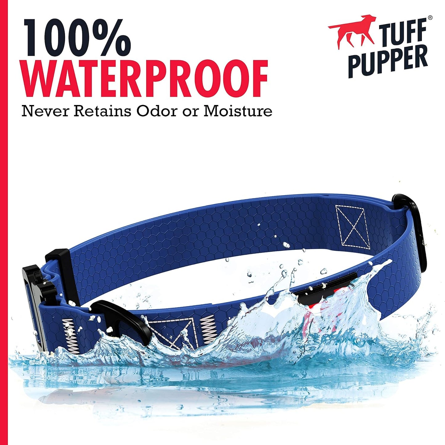 Tuff Pupper Waterproof Action Collar for Dogs | Heavy Duty Water Proof Dog Collar | Tear Proof & Odor Free | Rust-Proof Metal Hardware | Tactical Quick Release Buckle | for Adventurous, Active Dogs