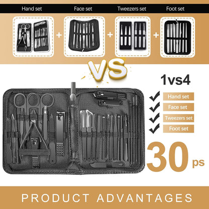 Manicure Set 30 in 1 Nail Clipper set, REDFLOW nail clippers, fingernail & toenail clippers, Manicure Tools, pedicure tools, Suitable for Travel Manicure Kit, Nail Set Kit With Everything Profe