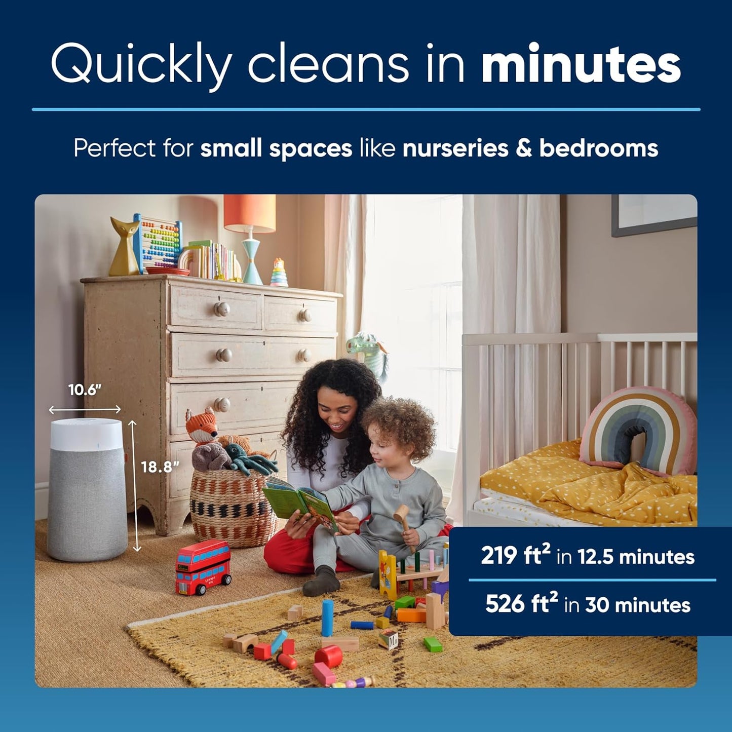BLUEAIR Air Purifiers for Medium Rooms, Bedroom, Kitchen, Cleans 1,858 sqft in one hour, HEPASilent Smart Air Cleaner for Home, Pets, Allergies, Dust, Mold, Smoke - Blue Pure 311i Max