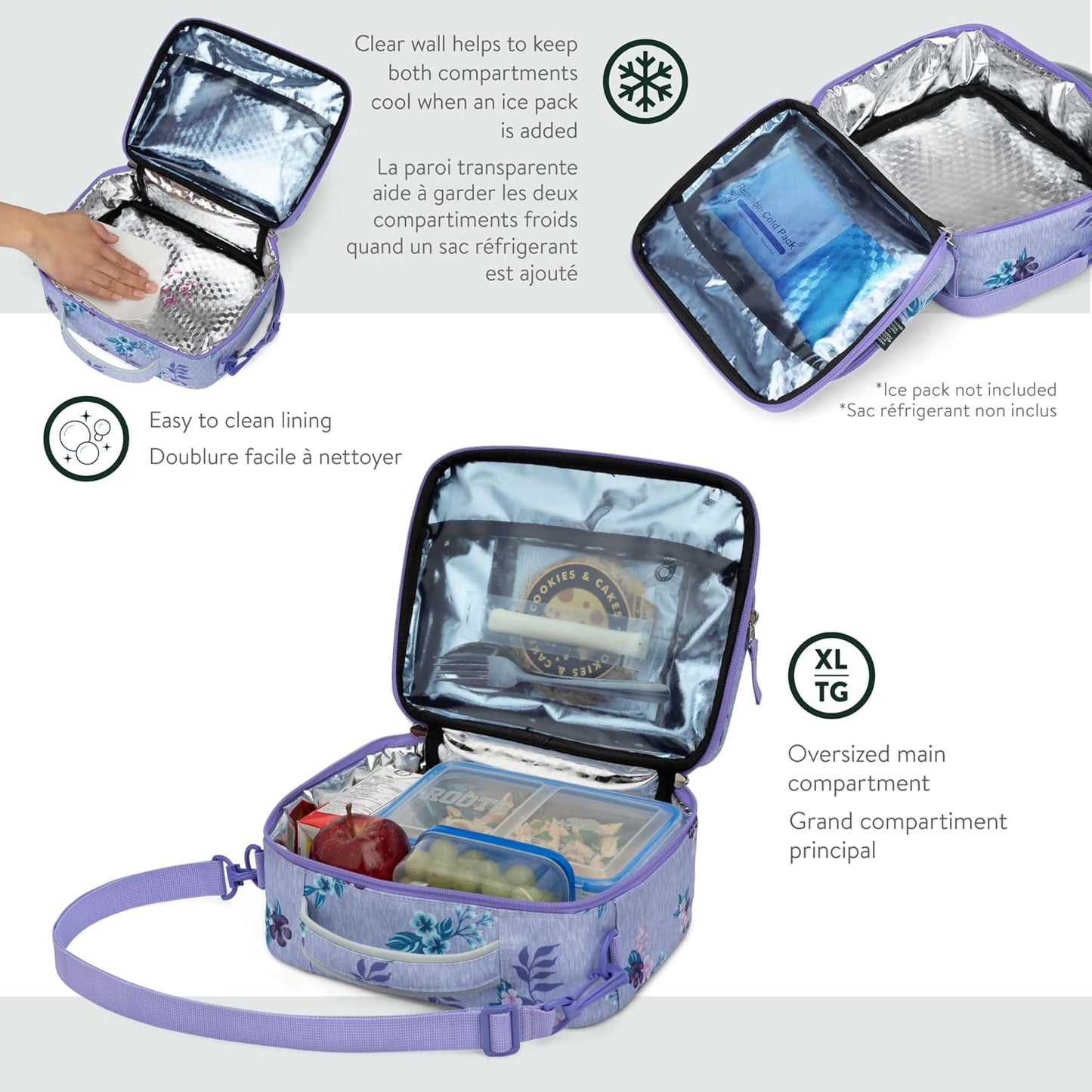 Roots Athletic 3-in-1 Matching Water Resistant Teen Backpack and Lunch Bag Set with Bonus Pencil Case - Made from 100% Recycled Fabrics - 34 litres, Blue Black Navy Camo, XL