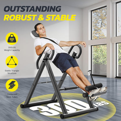 Yoleo Gravity Heavy Duty Inversion Table with Headrest & Adjustable Protective Belt Back Stretcher Machine for Pain Relief Therapy