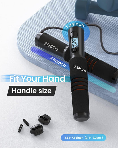 RENPHO Smart Jump Rope, Cordless Jump Rope, High-Speed Jump Rope with Counter, Fitness Skipping Rope with APP Data Analysis, Workout Jump Ropes for Home Gym, Crossfit for Exercise for Men, Women
