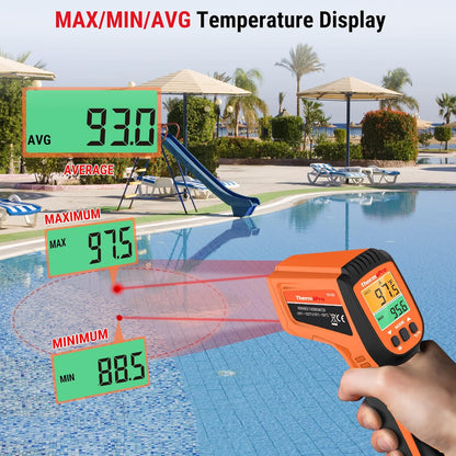 ThermoPro TP30 Infrared Thermometer Gun, Non Contact Temperature Gun with Adjustable Emissivity, Laser Thermometer Gun for Cooking, Pizza Oven, Griddle, Engine, HVAC -58°F ~1022°F (Not for Human)