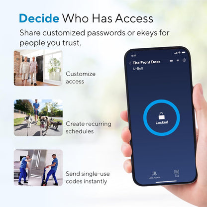 ULTRALOQ U-Bolt Smart Lock + WiFi Bridge, 5-in-1 Keyless Entry Door Lock with WiFi, Bluetooth, App and Keypad, Smart Deadbolt Lock Front Door, ANSI Grade 1 Certified, 1Year Battery, Satin Nickel