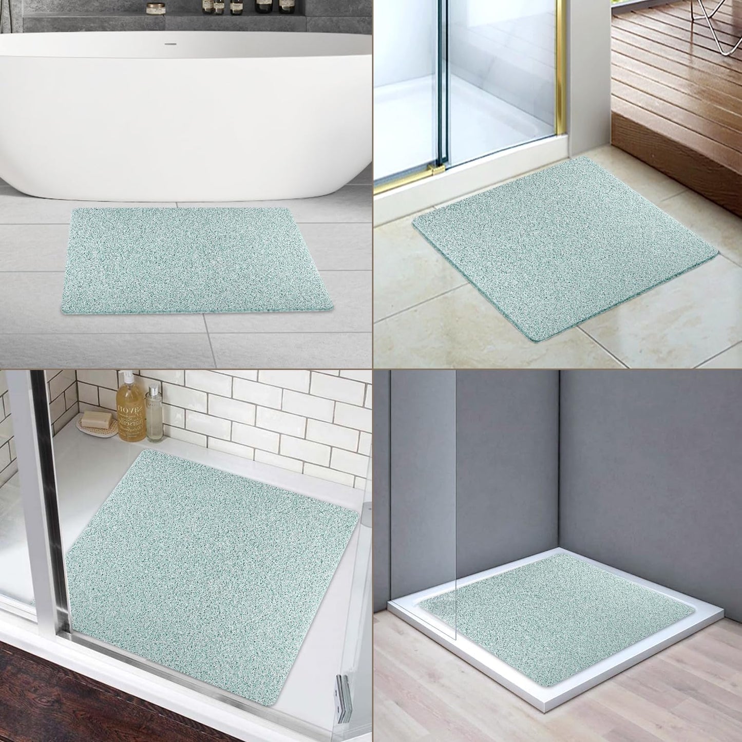 Square Shower Mat, Non Slip Bath Mat, Loofah Shower Stall Mats for Walk-in Shower, 32 x 32 Inches Shower Floor Mat with Drain, Bath Mats for Showers Bathroom, Tub, Seniors