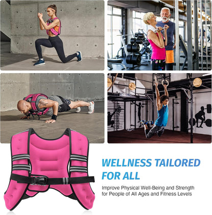 ZELUS Weighted Vest, 6lb/8lb/12lb/16lb/20lb/25lb/30lb Weight Vest with Reflective Stripe for Workout, Strength Training, Running, Fitness, Muscle Building, Weight Loss, Weightlifting