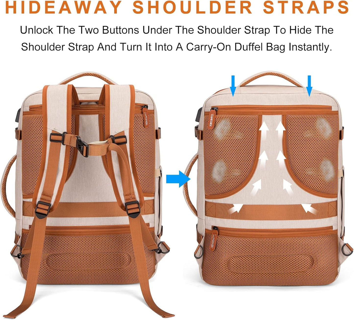 Lumesner Carry on Backpack, Extra Large 40L Flight Approved Travel Backpack for Men & Women