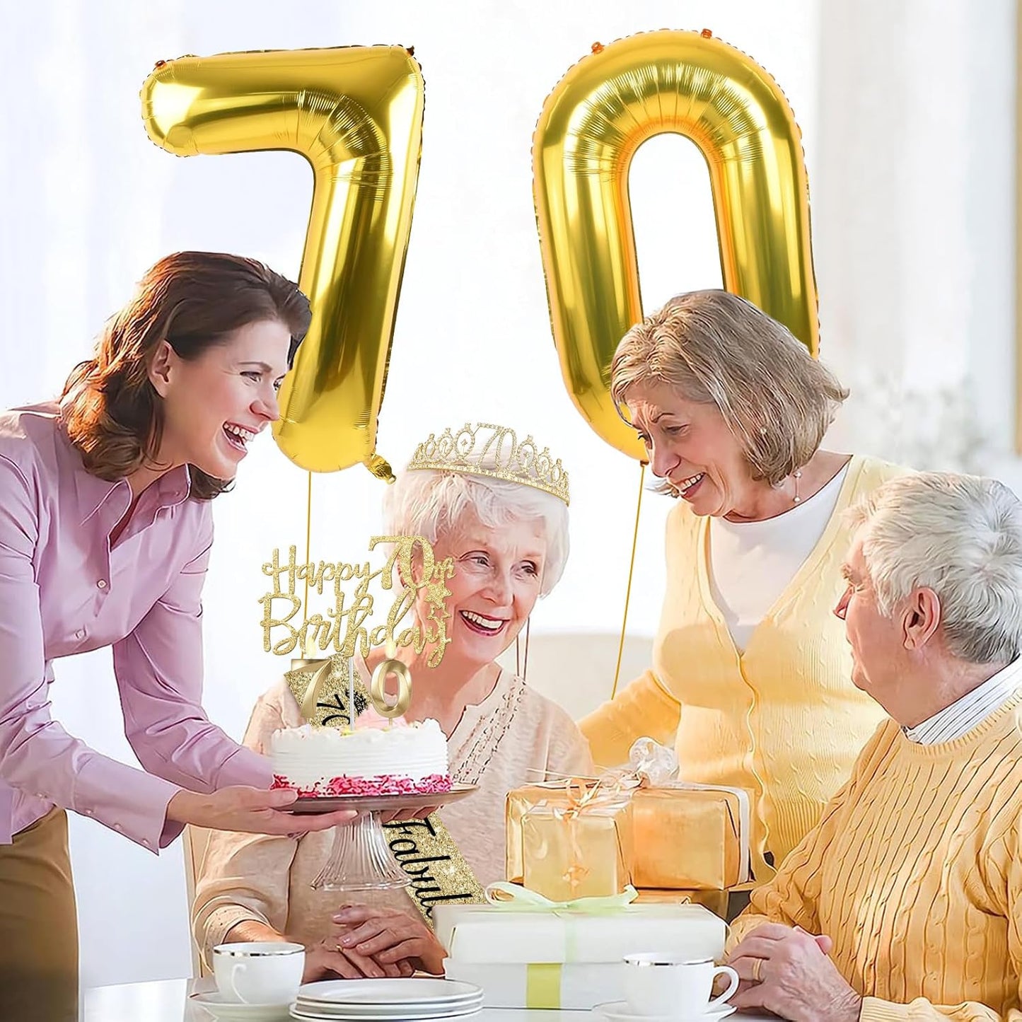 65th Birthday Decorations for Women, Including 65th Birthday Sash and Crown, Cake Topper and Candles, Number Balloons Rose Gold, 65 Year Old Gifts for Women