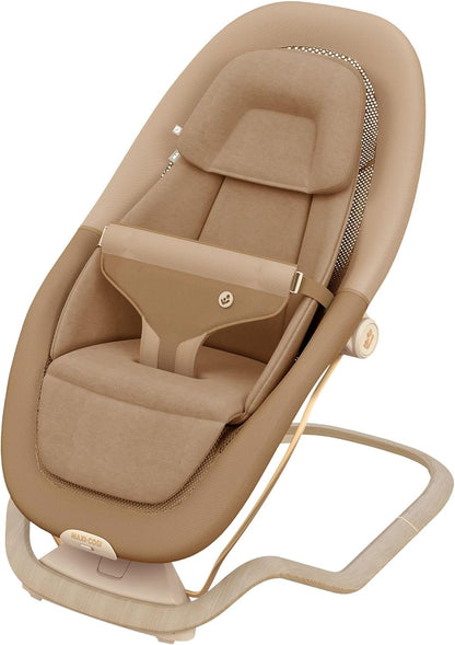 Maxi-Cosi Dove Pro Baby Bouncer – Elegance Bronze Natural Bouncing, Vibrating, Compact Fold, Lightweight, 3-Position Recline, Washable Fabrics, Fits Newborn to Toddler