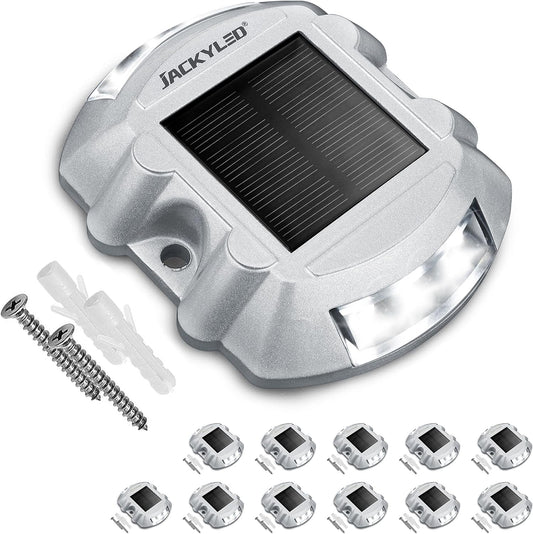 JACKYLED Solar Deck Lights Solar Dock Lights LED Cool White