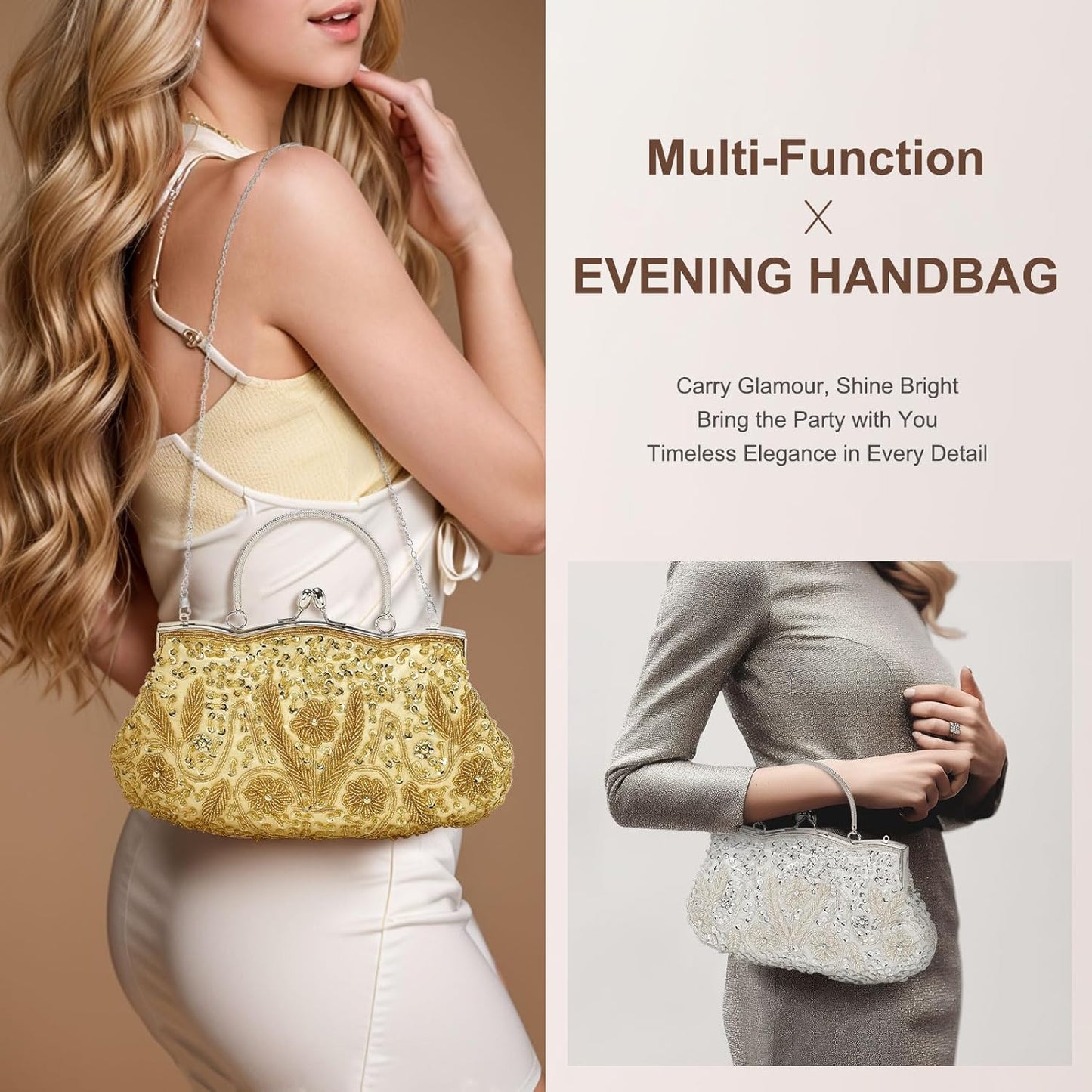 DTGN Clutch Purse Evening Clutch Bag Handbag Cross Body Bag Wallet for Women Formal Wedding Club Party