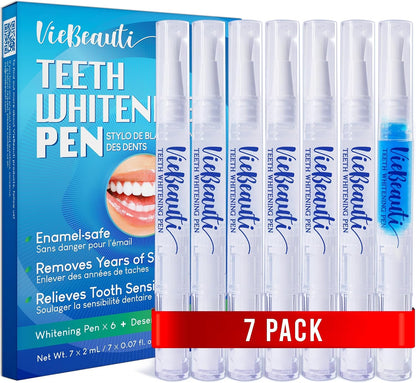 Teeth Whitening Kit with LED Light: VieBeauti Tooth Whitener for Sensitive Teeth - Removes Stains from Food Coffee Smoking Wine and Soda for a Bright Smile Coconut Flavor