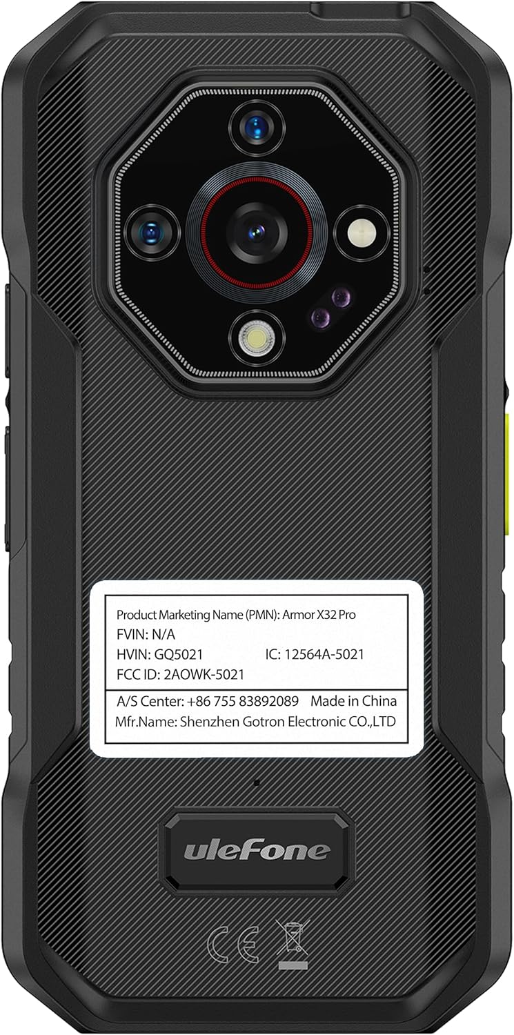 5G Rugged Phone, Ulefone Armor X32 Pro Unlocked Smartphone, MTK Dimensity 6300, 16+256GB, 64MP/25MP Night Vision, Android 14, Widevine L1, 5G WiFi Hotspot, 5.65” 90Hz, 5500mAh, NFC/GPS - Black