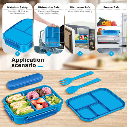 Amathley Lunch Box Kids,Bento Box Adult Lunch Box,Leakproof Lunch Containers for Adults/Kids/Toddler,1200ML-4 Compartments bento Lunch box with Utensil,Microwave & Dishwasher Safe(Dark Gray)