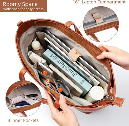 KALIDI Tote Bag Zipper Shoulder Bag Faux Leather Purses for Women Large Casual Handbag Work Dating College