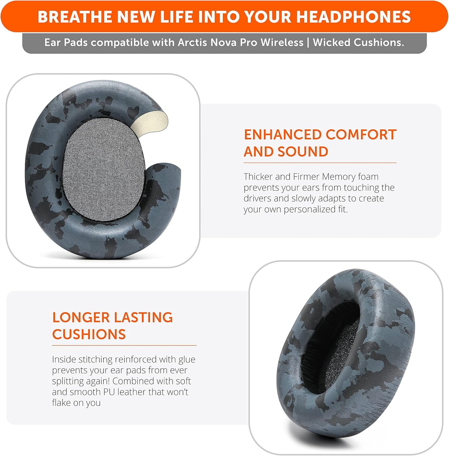 WC Upgraded Replacement Earpads for Steelseries Arctis Nova Pro Wireless Made by Wicked Cushions | Improved Durability, Thickness, Softer Leather, and Sound Isolation | 90's Black