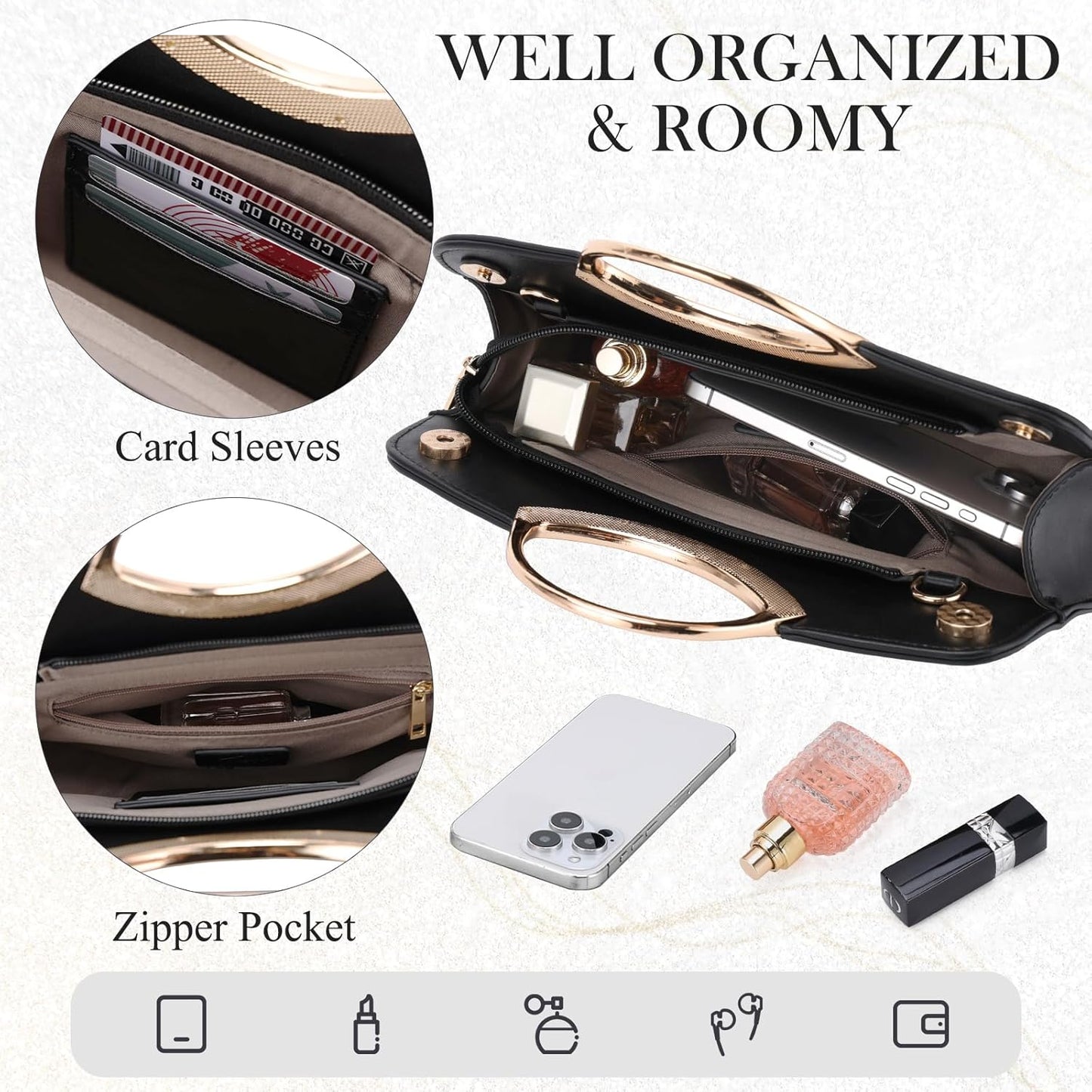 KASQO Clutch Purse for Women,Fashion Vegan Leather Evening Bag Formal Handbag Crossbody Bag for Party Wedding Cocktail Prom - PuriLite