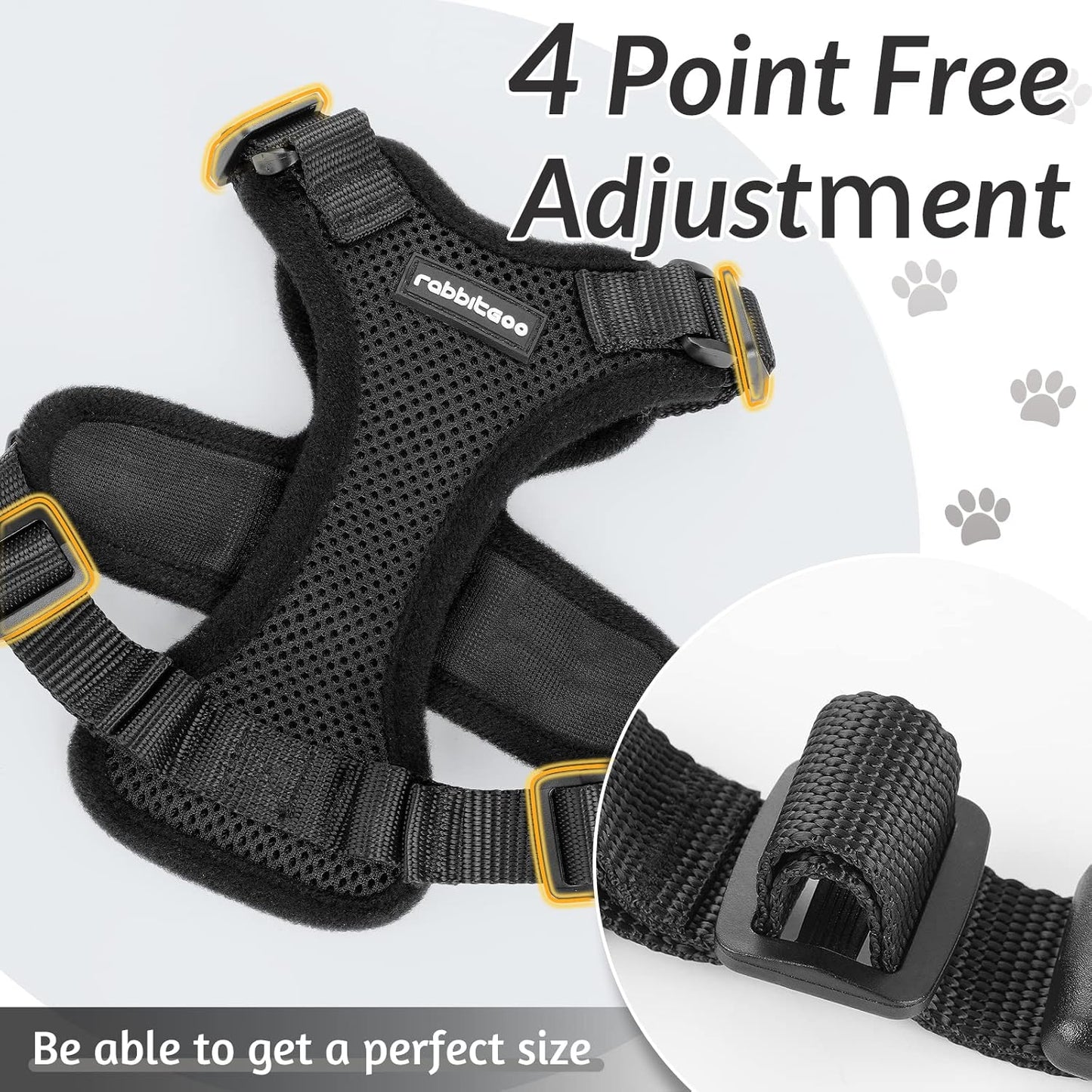 rabbitgoo Cat Harness and Leash for Walking, Escape Proof Soft Adjustable Vest Harnesses for Small Medium Cats, Easy Control Breathable Reflective Strips Jacket, XS, Black