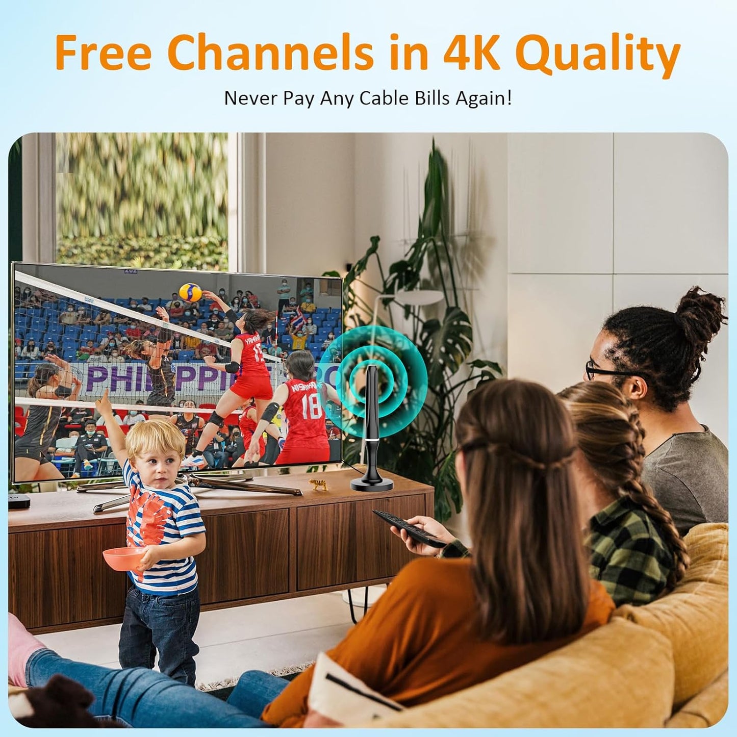 2025 TV Antenna for Free Channels, 260+ Miles Long Range + 360° Reception, Indoor & Outdoor HD Digital Antenna with Magnetic Base, Support 4K 1080P Smart TV - 3M Coax Cable