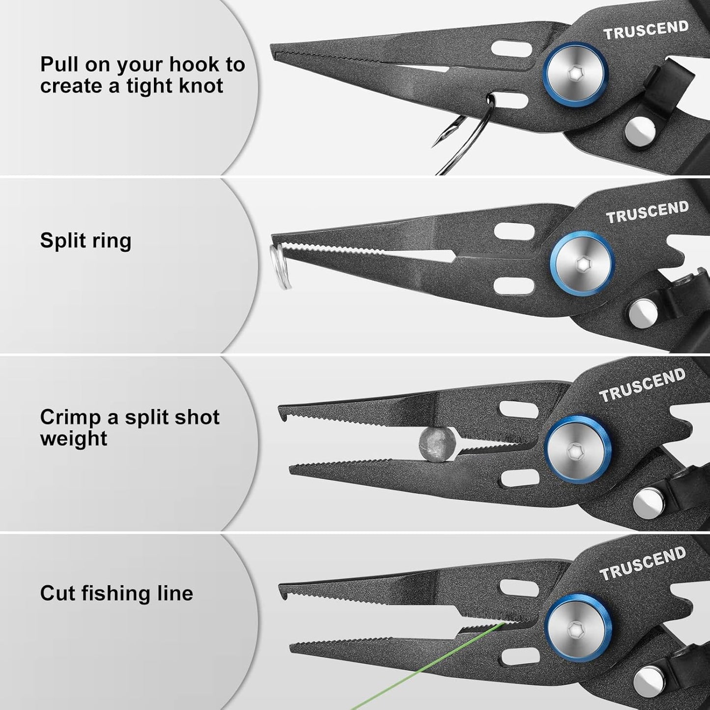 TRUSCEND Lockable Handy Fishing Pliers with Innovative Ergonomic Handle, Saltwater Corrosion Resistant Teflon Coated Fishing Tool, Multi-Function Fishing Gear with Mo-V Cutter, Amazing Fishing Gift