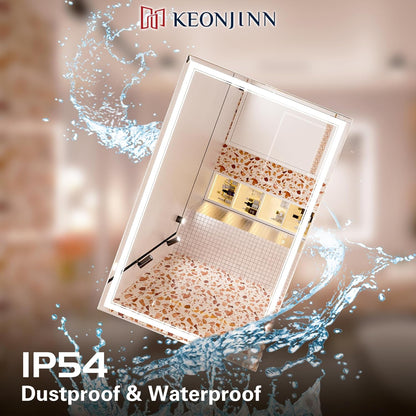 Keonjinn 40 x 24 Inch LED Mirror, Bathroom Mirror with Lights, LED Vanity Mirror, Wall Mounted Anti-Fog Dimmable Lighted Makeup Mirror for Bedroom, IP54 Waterproof (Horizontal/Vertical)