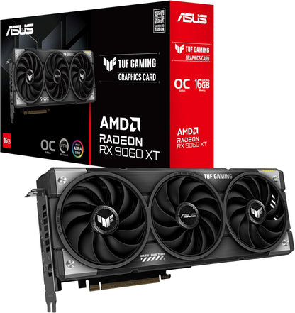 ASUS Prime Radeon™ RX 9060 XT 16GB GDDR6 OC Edition Graphics Card (PCIe 5.0, HDMI/DP 2.1, 2.5-Slot Design, axial-tech Fans, Dual Ball Fan Bearings, Dual BIOS, ASUS GPU Guard)