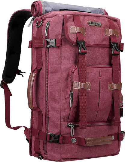 WITZMAN Canvas Backpack Vintage Travel Backpack Large Laptop Bags Convertible Shoulder Rucksack
