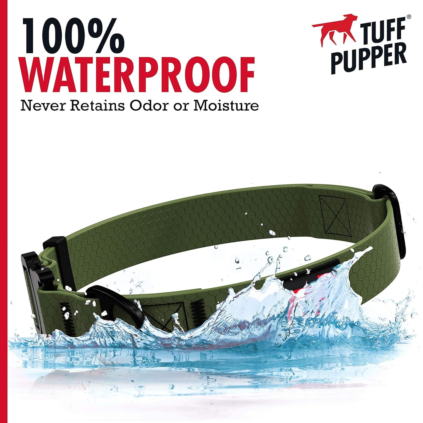 Tuff Pupper Waterproof Action Collar for Dogs | Heavy Duty Water Proof Dog Collar | Tear Proof & Odor Free | Rust-Proof Metal Hardware | Tactical Quick Release Buckle | for Adventurous, Active Dogs