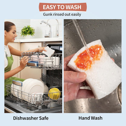HOMERHYME Natural Dish Sponge 12 Pack, Non-Scratch Eco-Friendly Multipurpose Kitchen Cellulose Sponge, Biodegradable Odor-Less Dual-Sided for Dish Washing & Household Cleaning - PuriLite