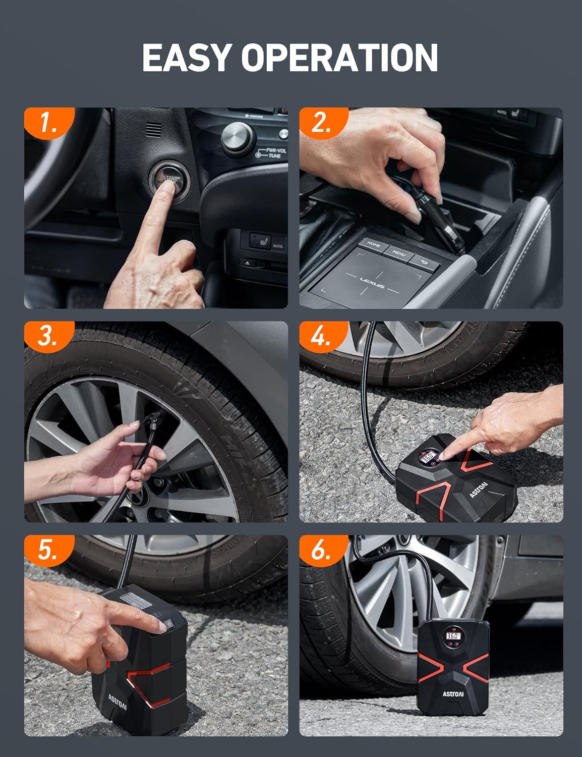 AstroAI Tire Inflator Air Compressor 12V DC, Digital Car Tire Pump 150 PSI, Preset Tire Pressure & Auto Shutoff, Electric Air Pump for Car Tyres, Bicycles, Other Inflatables