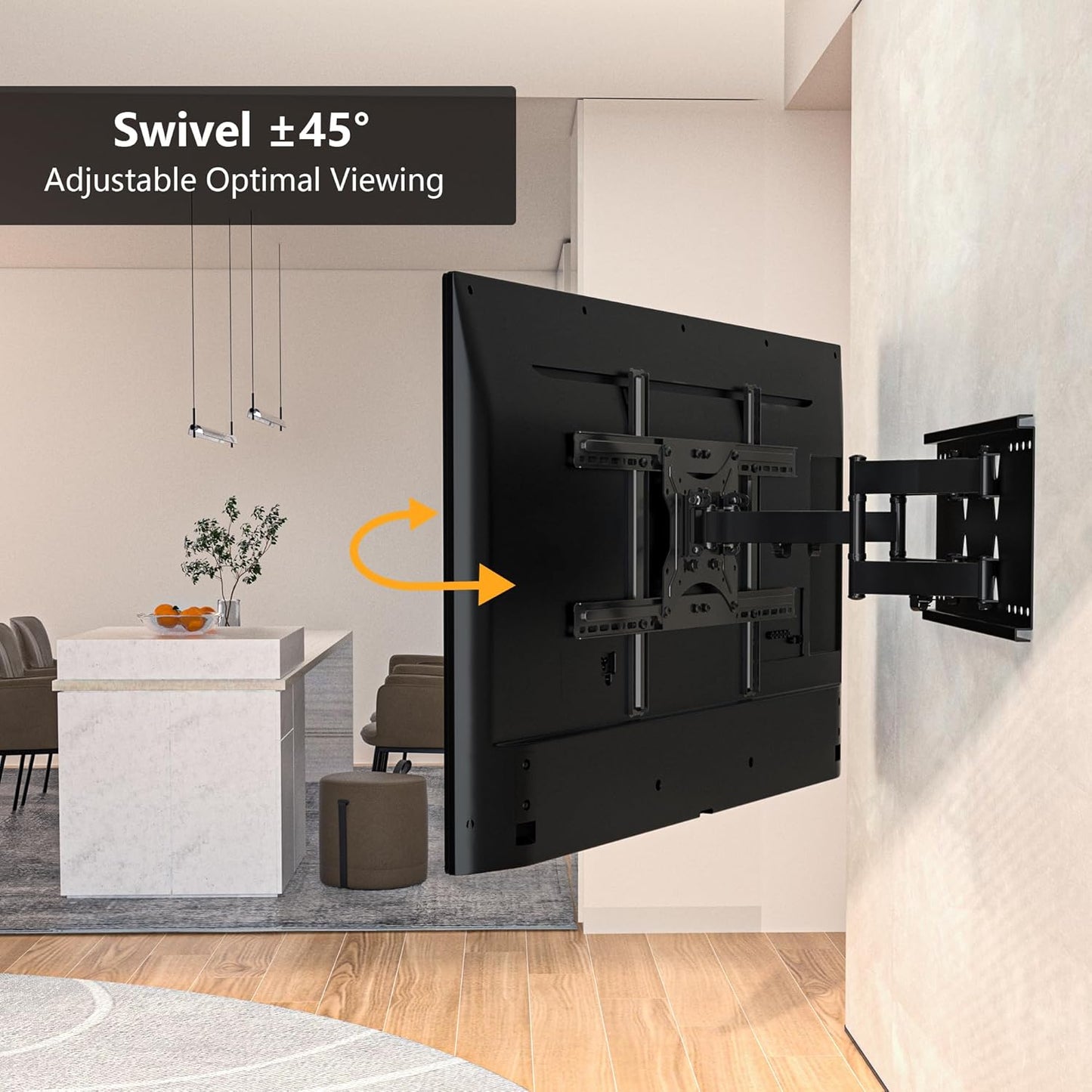 BONTEC TV Wall Mount with Extra Long Articulated Arm for 32-75 Inch TVs, 32.7” Extension, Holds Up to 132lbs, Full Motion Dual Arm Bracket with Tilt, Swivel & Level Adjustment, Max VESA 600x400mm - PuriLite
