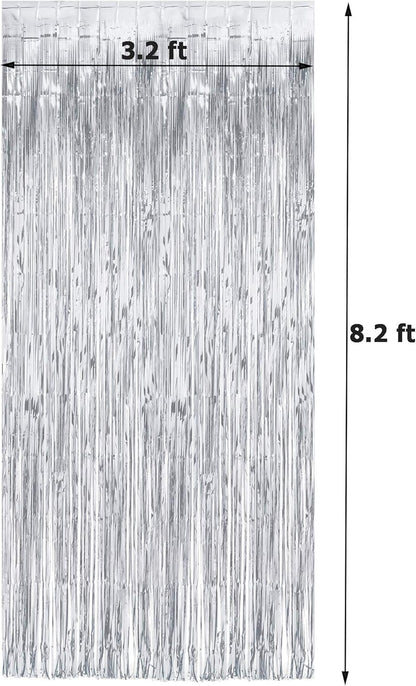 GREATRIL Iridescent Party Tinsel Fringe Backdrop Decorations - Holographic Foil Streamers Curtain for Mermaid/Under The Sea/Frozen/Ocean/Disco/Birthday Themed 3.2ft x 6.5ft - 2 PCS